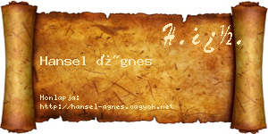 Hansel Ágnes névjegykártya