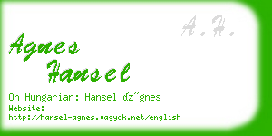 agnes hansel business card
